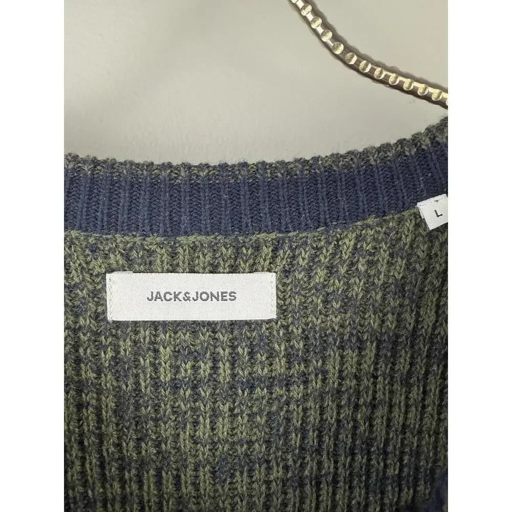 Jack & Jones Men's Olive Marled Oversized Chunky Jumper - Size - Large